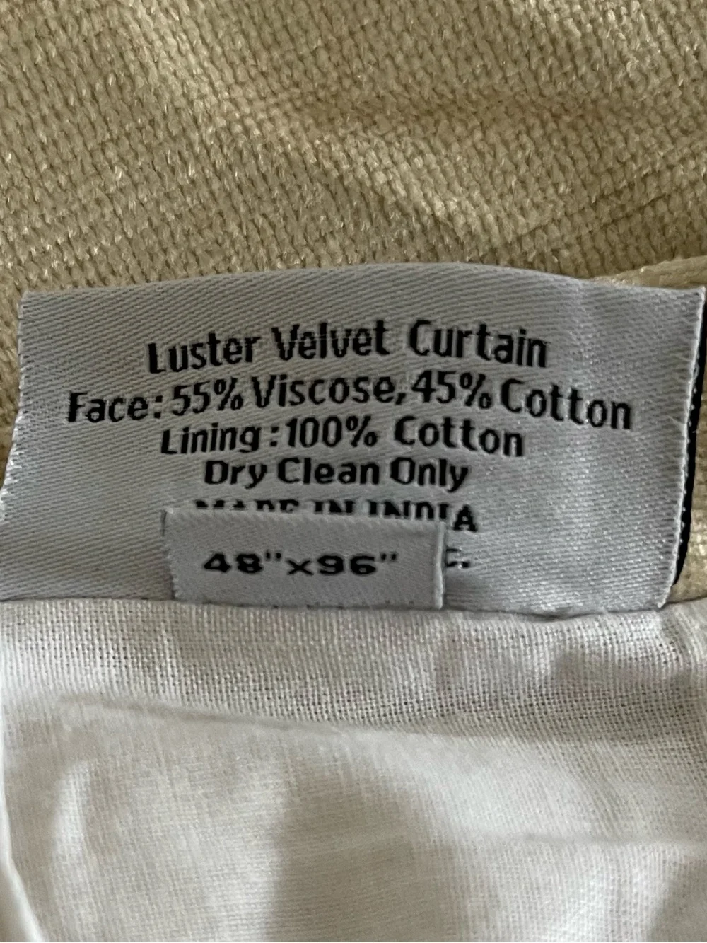 NWOT Quince Luster Velvet Curtain - Single Panel, 48 X 96 (Champagne)